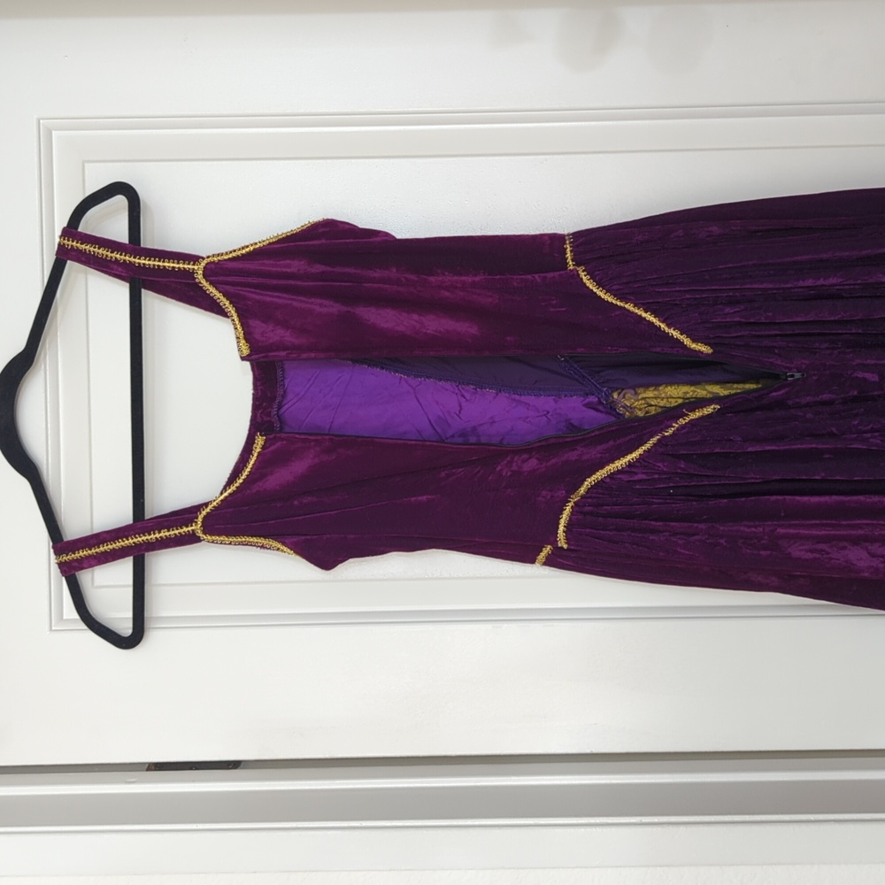 1990s Vintage Jeannie Nitro Purple and Gold Women's Dress - Picture 8 of 14